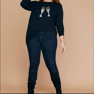 NEW Lane Bryant sequin champagne graphic sweater